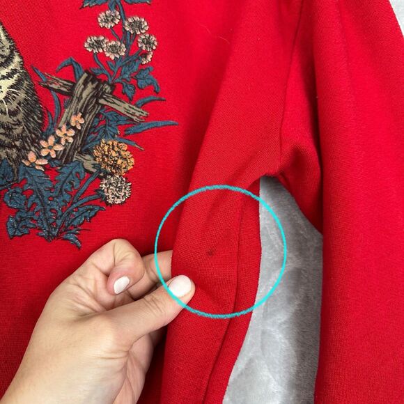 Vtg 90s Puppy Kitten Crewneck Sweatshirt Womens Small Red Dog Cat Granny Novelty - Picture 5 of 11